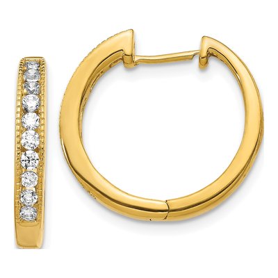 14K Yellow Gold 1/2 ct tw Diamond Huggie Hoop Earrings