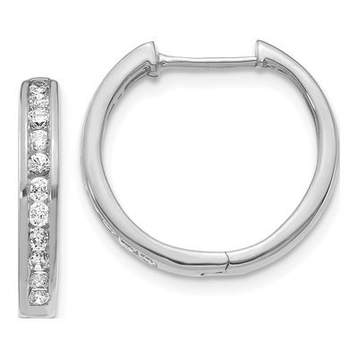 10K White Gold 1/2 ct tw Diamond Huggie Hoop Earrings
