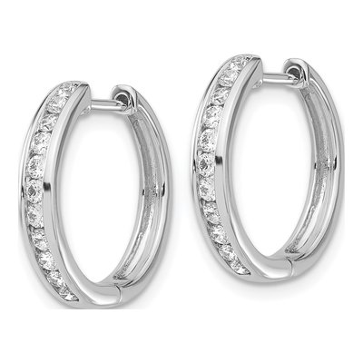 14K White Gold 3/8 ct tw Lab-Grown Diamond Huggie Hoop Earrings – view 3