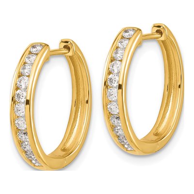 14K Yellow Gold 1/2 ct tw Diamond Channel-Set Huggie Hoop Earrings – view 3