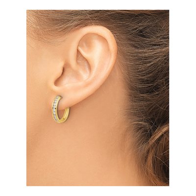 14K Yellow Gold 3/8 ct tw Lab-Grown Diamond Huggie Hoop Earrings – view 4