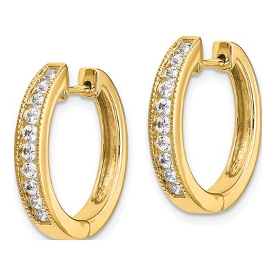 14K Yellow Gold 1 ct tw 22mm Diamond Huggie Hoop Earrings – view 3