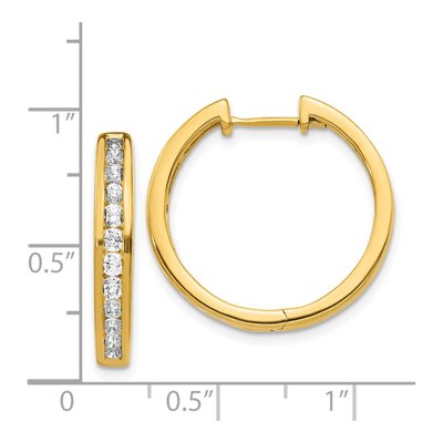 14K Yellow Gold 1 ct tw 22mm Diamond Huggie Hoop Earrings – view 5