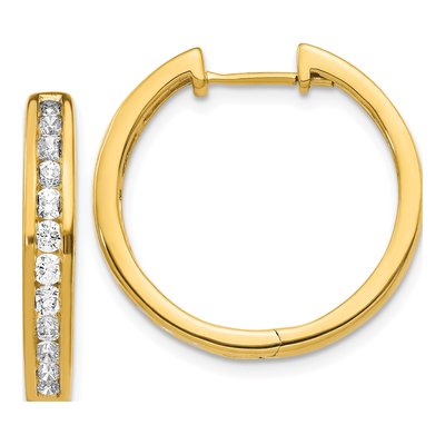 14K Yellow Gold 1 ct tw 22mm Diamond Huggie Hoop Earrings