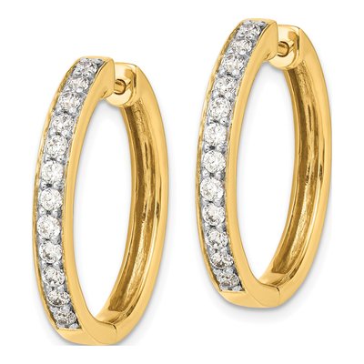 14K Yellow Gold 3/4 ct tw 22mm Diamond Huggie Hoop Earrings – view 3