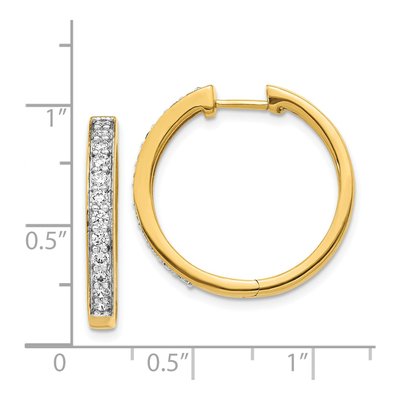 14K Yellow Gold 3/4 ct tw 22mm Diamond Huggie Hoop Earrings – view 5