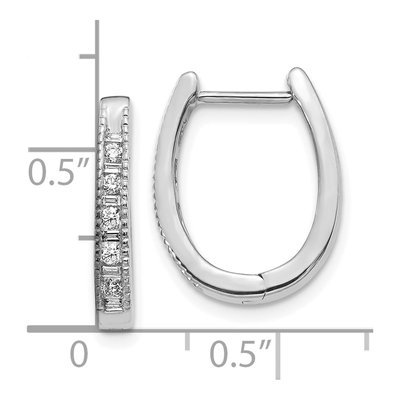 10K White Gold 1/4 ct tw Diamond Oval Huggie Hoop Earrings – view 4