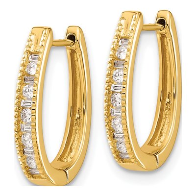 10K Yellow Gold 1/4 ct tw Diamond Oval Huggie Hoop Earrings – view 2