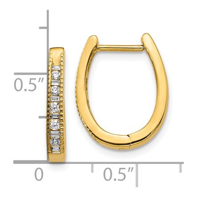 10K Yellow Gold 1/4 ct tw Diamond Oval Huggie Hoop Earrings – view 4