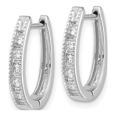 14K White Gold 1/4 ct tw Diamond Huggie Hoop Earrings – view 3