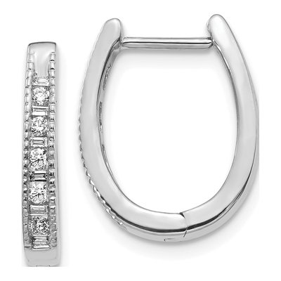 14K White Gold 1/4 ct tw Diamond Huggie Hoop Earrings