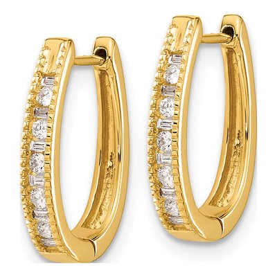 14K Yellow Gold 1/4 ct tw Diamond Oval Huggie Hoop Earrings – view 2