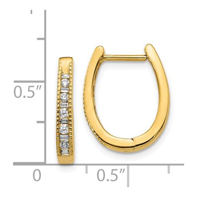 14K Yellow Gold 1/4 ct tw Diamond Oval Huggie Hoop Earrings – view 4