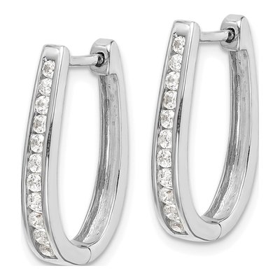 10K White Gold 1/2 ct tw Diamond Huggie Hoop Earrings – view 2