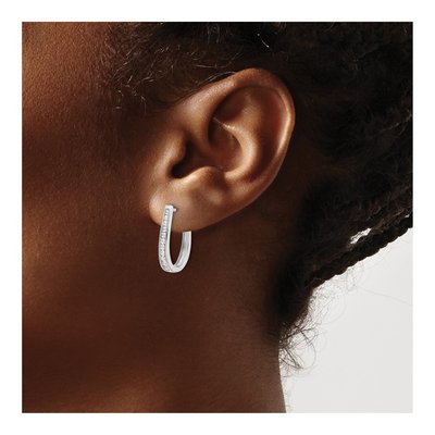 10K White Gold 1/2 ct tw Diamond Huggie Hoop Earrings – view 3