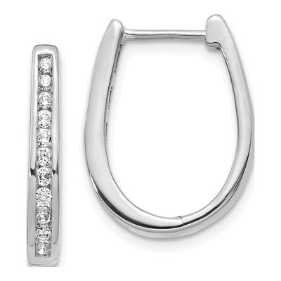 10K White Gold 1/2 ct tw Diamond Huggie Hoop Earrings