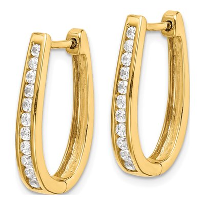 10K Yellow Gold 1/2 ct tw Diamond Oval Huggie Hoop Earrings – view 2