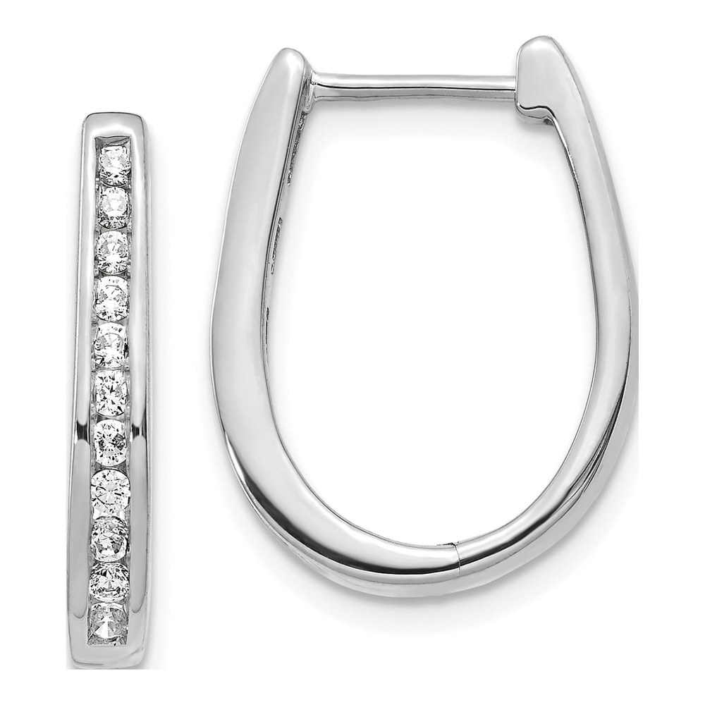 14K White Gold 1/2 ct Diamond Hoop Earrings