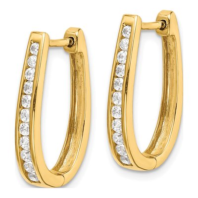 14K Yellow Gold 1/2 ct tw Diamond Oval Huggie Hoop Earrings – view 2