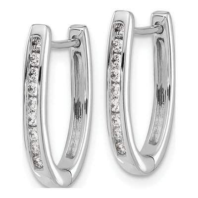 10K White Gold 1/4 ct tw Diamond Oval Huggie Hoop Earrings – view 2