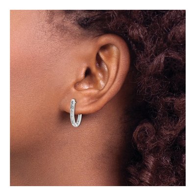 10K White Gold 1/4 ct tw Diamond Oval Huggie Hoop Earrings – view 3