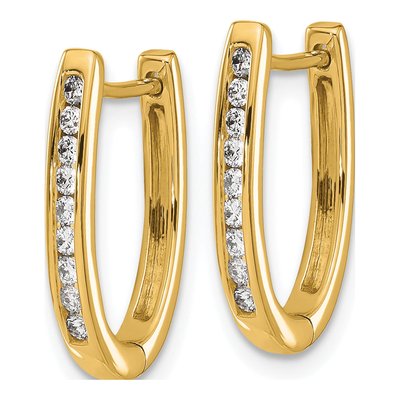 10K Yellow Gold 1/4 ct tw Diamond Oval Huggie Hoop Earrings – view 2