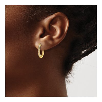 10K Yellow Gold 1/4 ct tw Diamond Oval Huggie Hoop Earrings – view 3