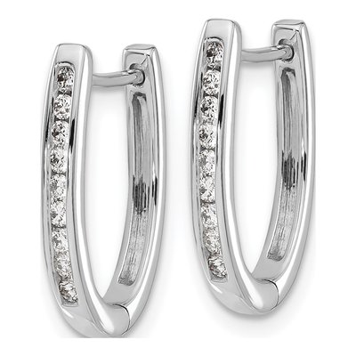 14K White Gold 1/4 ct tw Lab-Grown Diamond Huggie Hoop Earrings – view 3