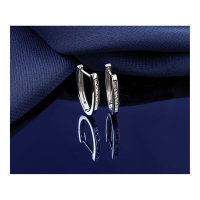 14K White Gold 1/4 ct tw Lab-Grown Diamond Huggie Hoop Earrings – view 6