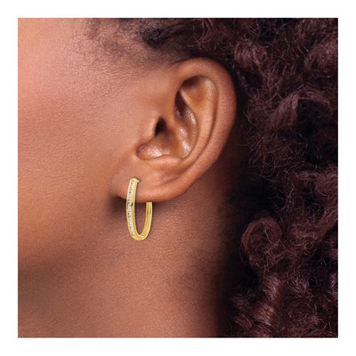 10K Yellow Gold 1/2 ct tw Diamond Huggie Hoop Earrings – view 3