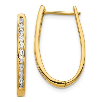 10K Yellow Gold 1/2 ct tw Diamond Huggie Hoop Earrings
