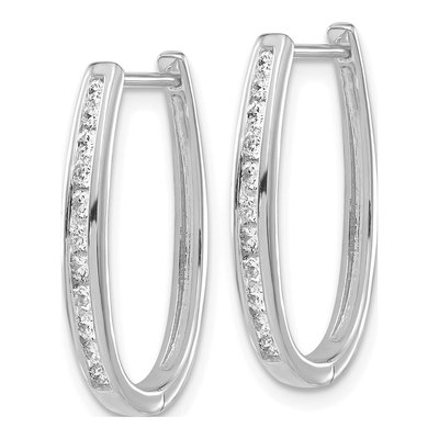 14K White Gold 1/2 ct tw Diamond Oval Huggie Hoop Earrings – view 2