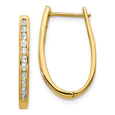 14K Yellow Gold 1/2 ct tw Diamond Channel Huggie Hoop Earrings