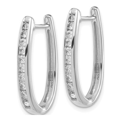 10K White Gold 3/4 ct tw Diamond Oval Huggie Hoop Earrings – view 2