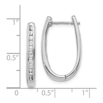 10K White Gold 3/4 ct tw Diamond Oval Huggie Hoop Earrings – view 4