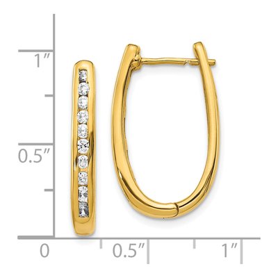 10K Yellow Gold 3/4 ct tw Diamond Oval Huggie Hoop Earrings – view 4