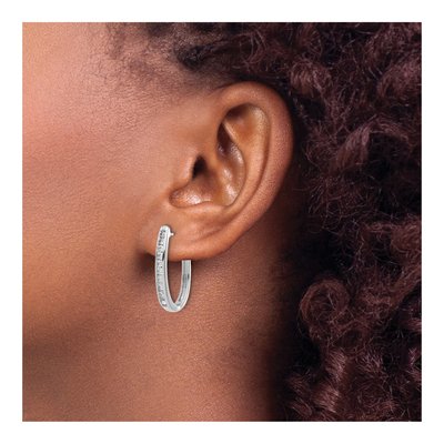 14K White Gold 3/4 ct tw Diamond Channel-Set Huggie Hoop Earrings – view 4