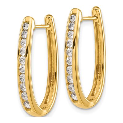 14K Yellow Gold 3/4 ct tw Diamond Channel Huggie Hoop Earrings – view 2