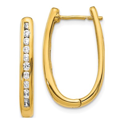 14K Yellow Gold 3/4 ct tw Diamond Channel Huggie Hoop Earrings