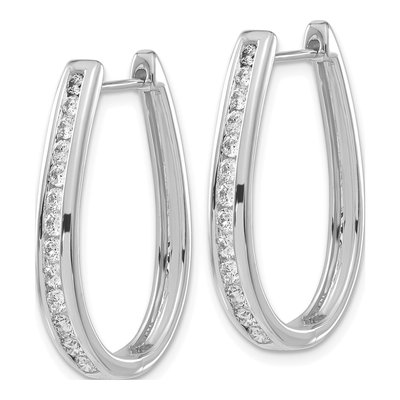 14K White Gold 1 ct tw 27mm Diamond Huggie Hoop Earrings – view 2