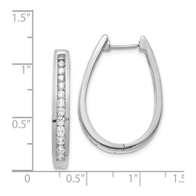 14K White Gold 1 ct tw 27mm Diamond Huggie Hoop Earrings – view 4