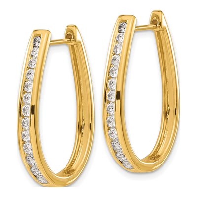 14K Yellow Gold 1 ct tw 27mm Diamond Huggie Hoop Earrings – view 2