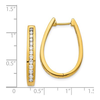 14K Yellow Gold 1 ct tw 27mm Diamond Huggie Hoop Earrings – view 4