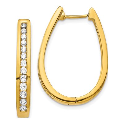 14K Yellow Gold 1 ct tw 27mm Diamond Huggie Hoop Earrings