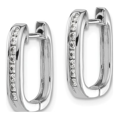 14K White Gold 1/4 ct tw 15mm Diamond Channel-Set Square Huggie Hoop Earrings – view 3