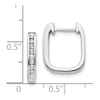 14K White Gold 1/4 ct tw 15mm Diamond Channel-Set Square Huggie Hoop Earrings – view 5