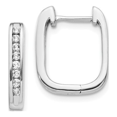 14K White Gold 1/4 ct tw 15mm Diamond Channel-Set Square Huggie Hoop Earrings