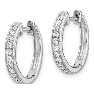 10K White Gold 1/8 ct tw Diamond Huggie Hoop Earrings – view 2