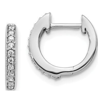10K White Gold 1/8 ct tw Diamond Huggie Hoop Earrings
