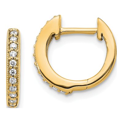 10K Yellow Gold 1/8 ct tw Diamond Huggie Hoop Earrings